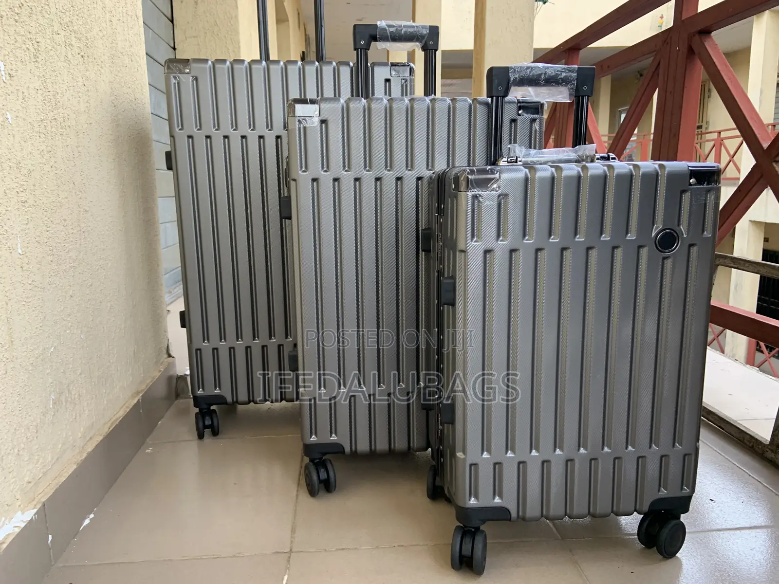 Set of Quality Gray Aluminum Frame Travel Luggage