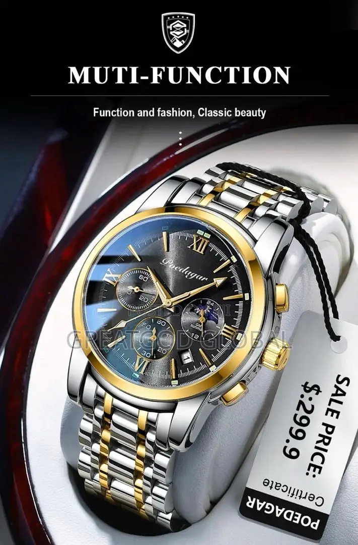 Luxury POEDAGAR Unisex Chain Strap Watch