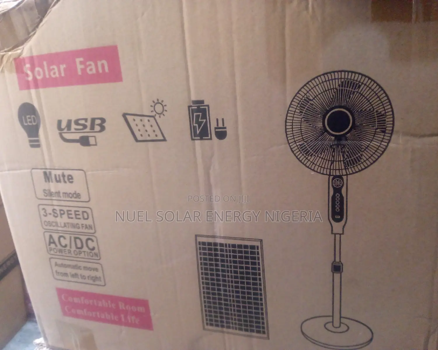 Original Solar Rechargeable Fan 16 Inches