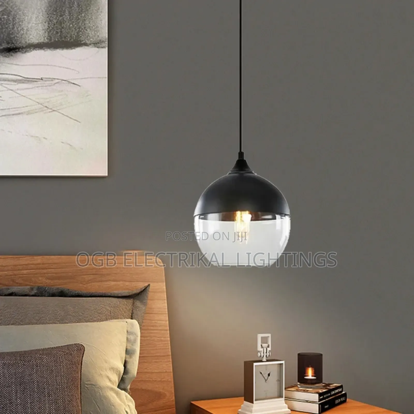 Modern Black Transparent Glass Ball Chandelier