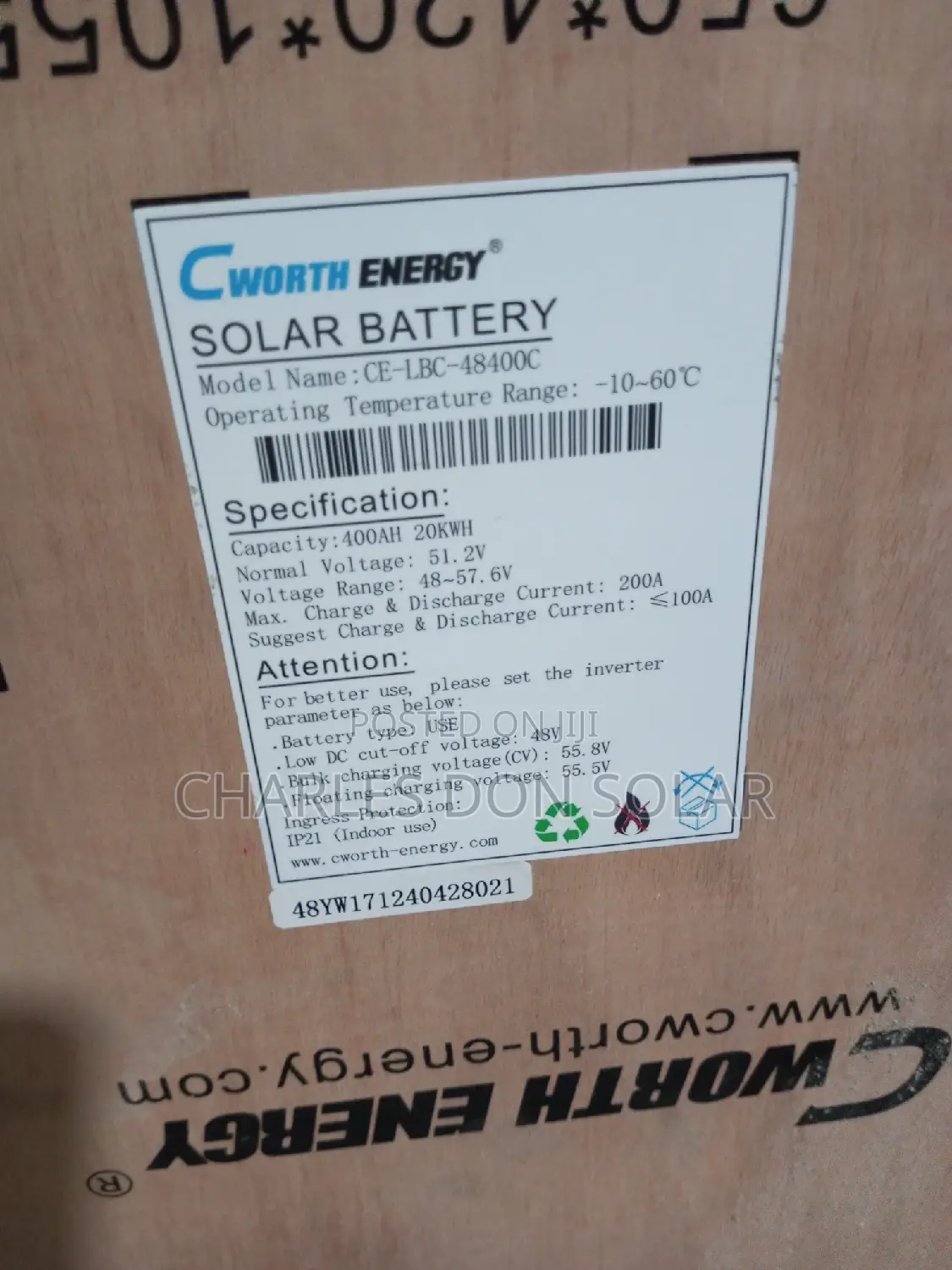 20kwh 58v Lithium Ion Battery