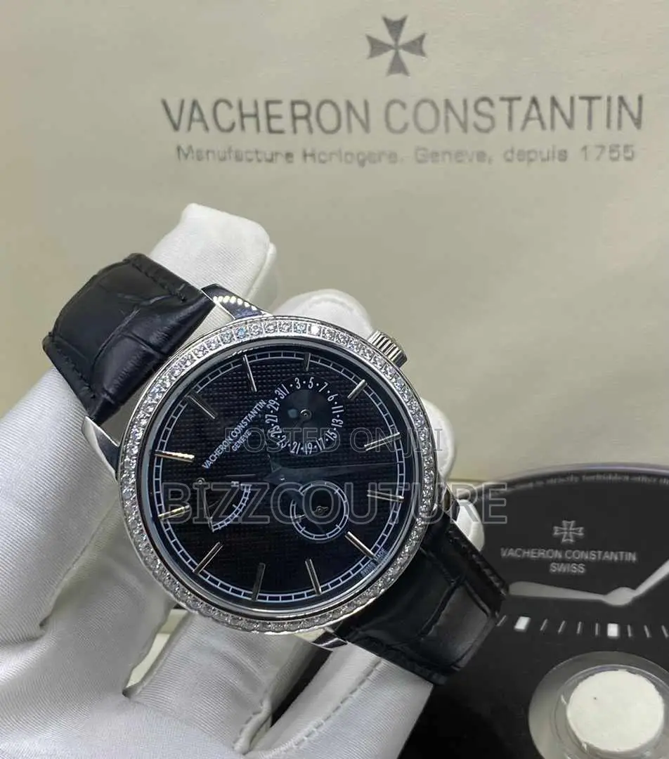 Original Vacheron Constantin Chronograph Black Leather Watch