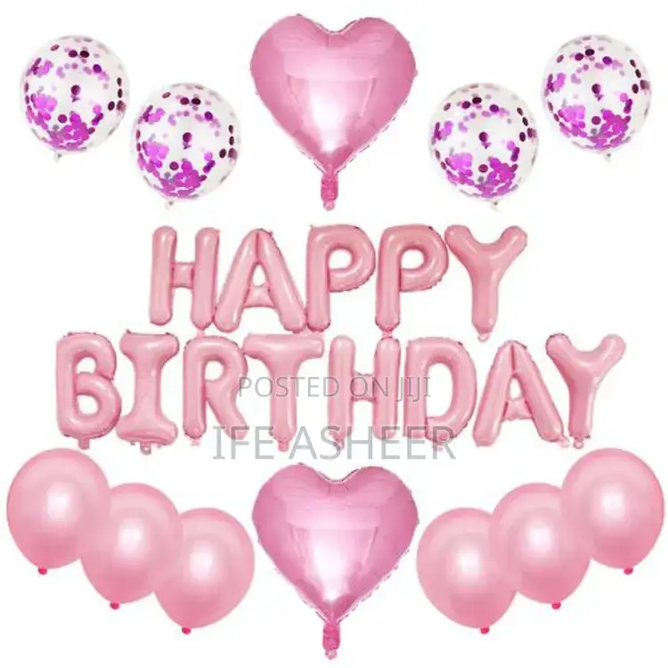 Happy Birthday Balloon - Black, Gold, Silver, Blue, Pink