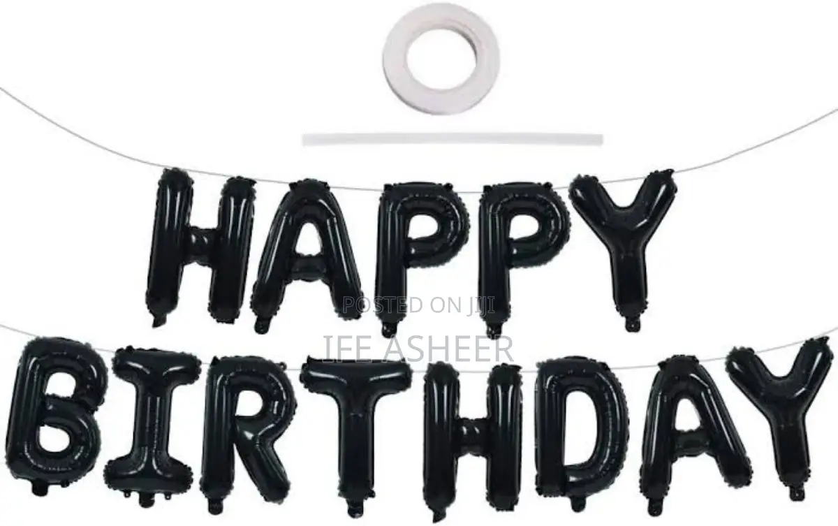 Happy Birthday Balloon - Black, Gold, Silver, Blue, Pink