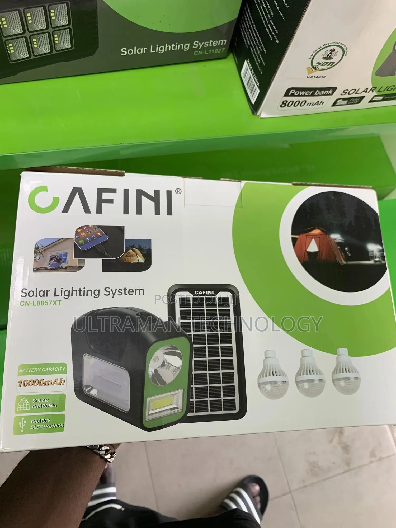 Cafini Solar Lighting System + 3 Bulbs + Solar Panel