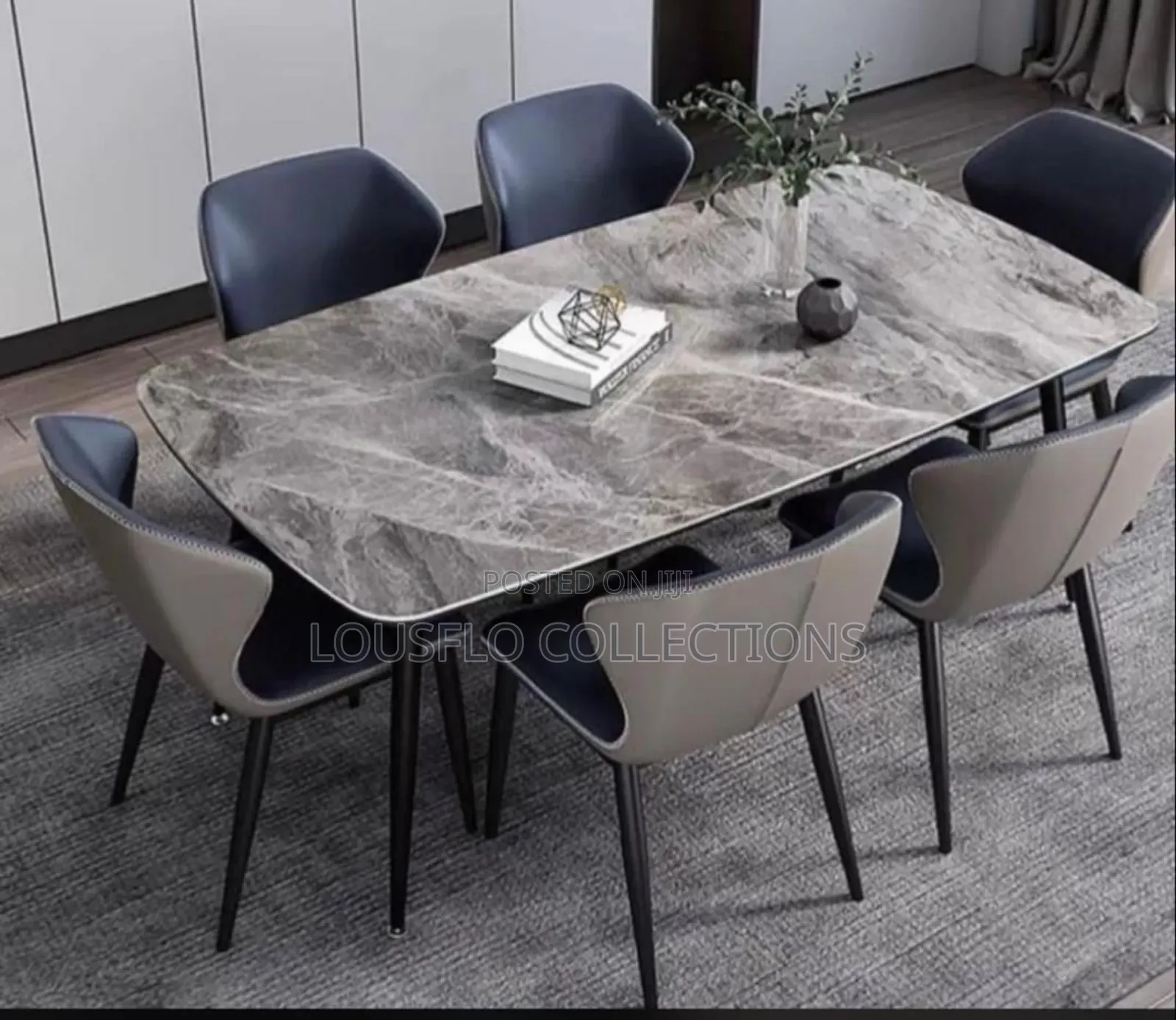 6 Seaters Quality Italian Marble Dining With Leather Chair