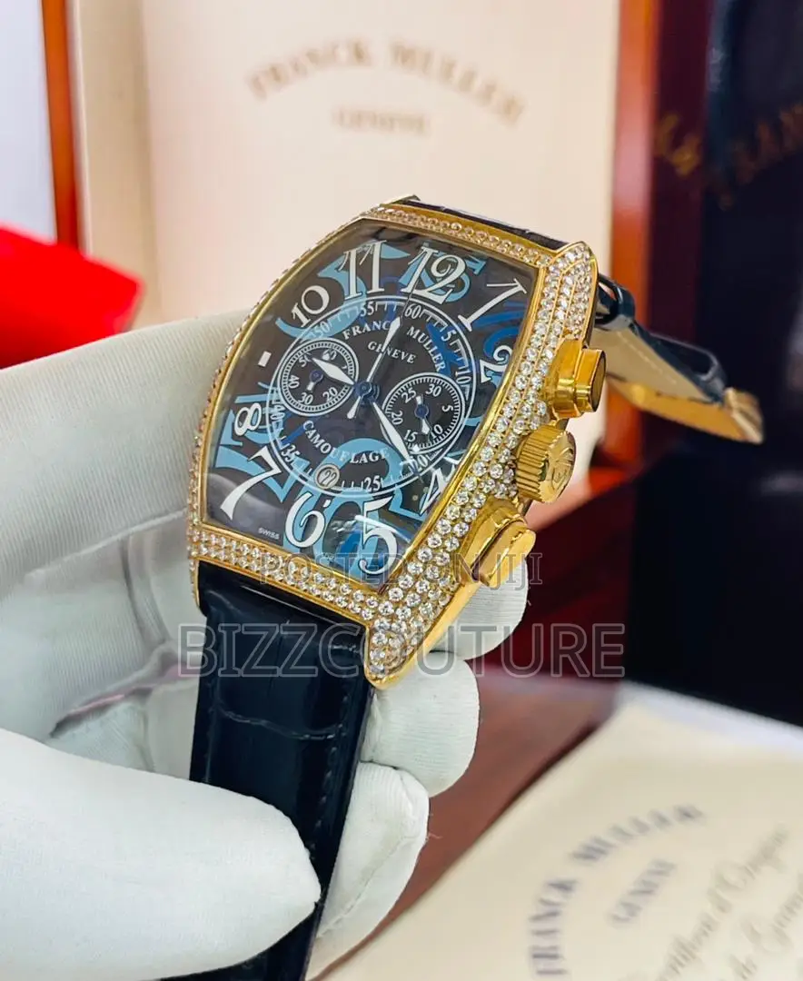 Original FRANCK Muller Chronograph Black Leather Watch
