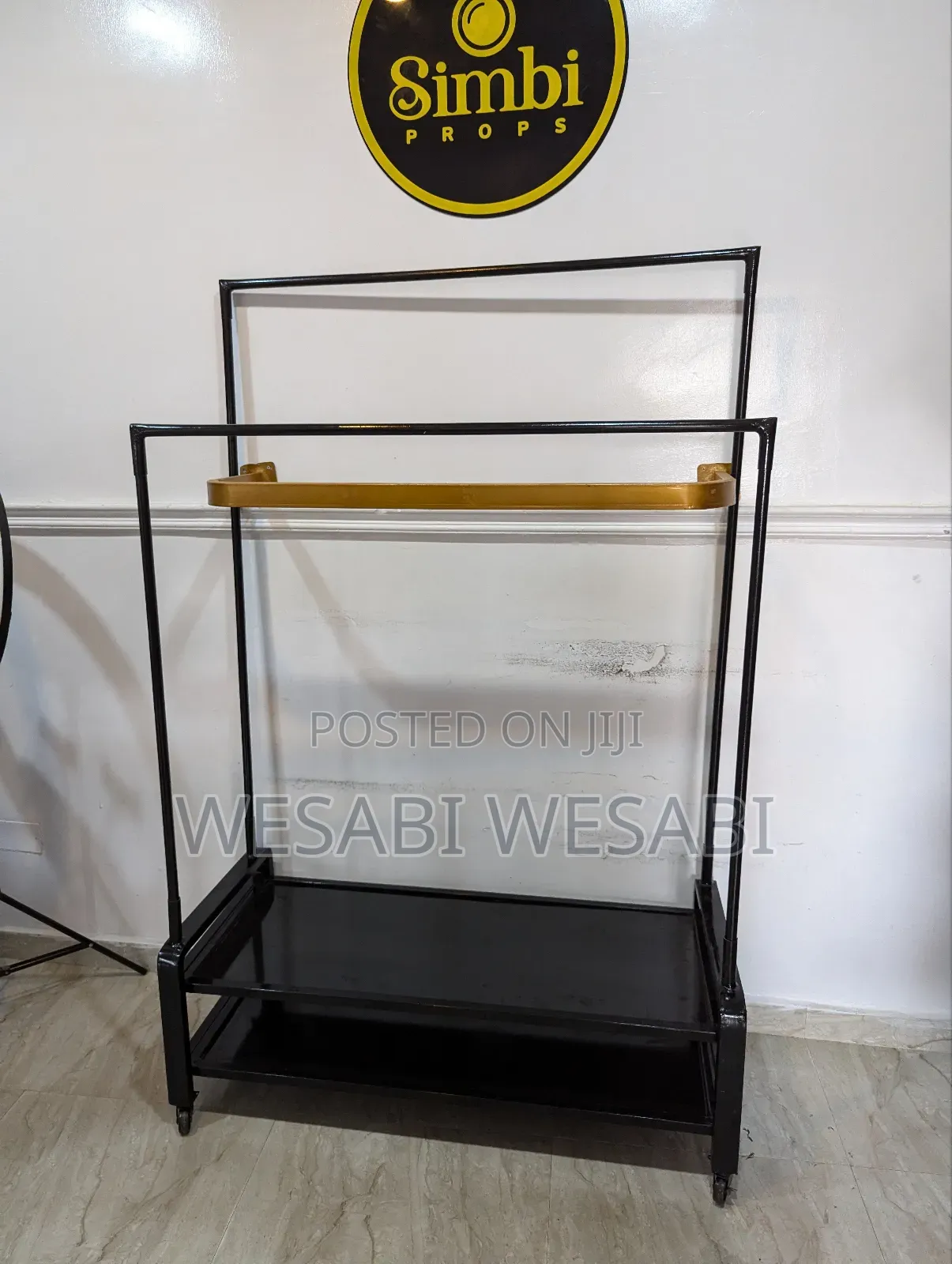 Double Pole Rack With Double Wooden Base