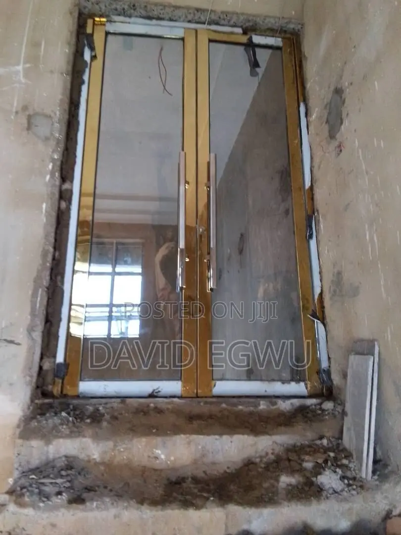 Framed Tampered Glass Door With Gold Steel Profile