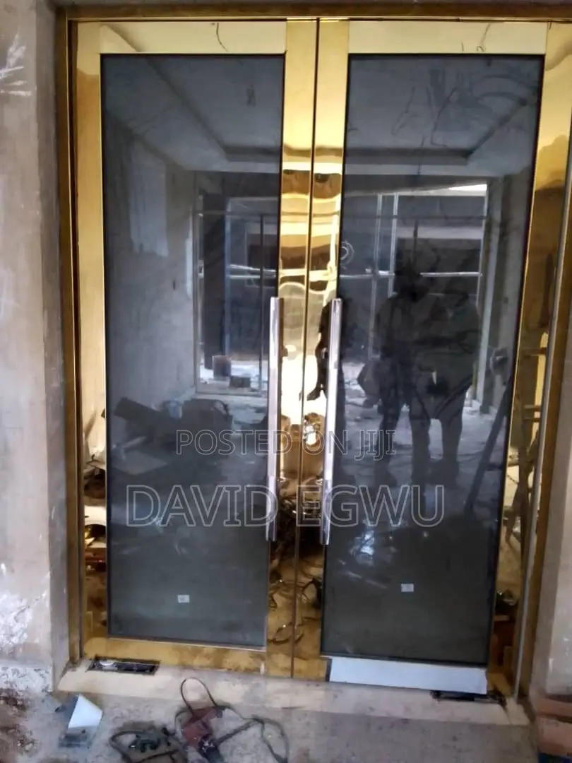 Framed Tampered Glass Door With Gold Steel Profile