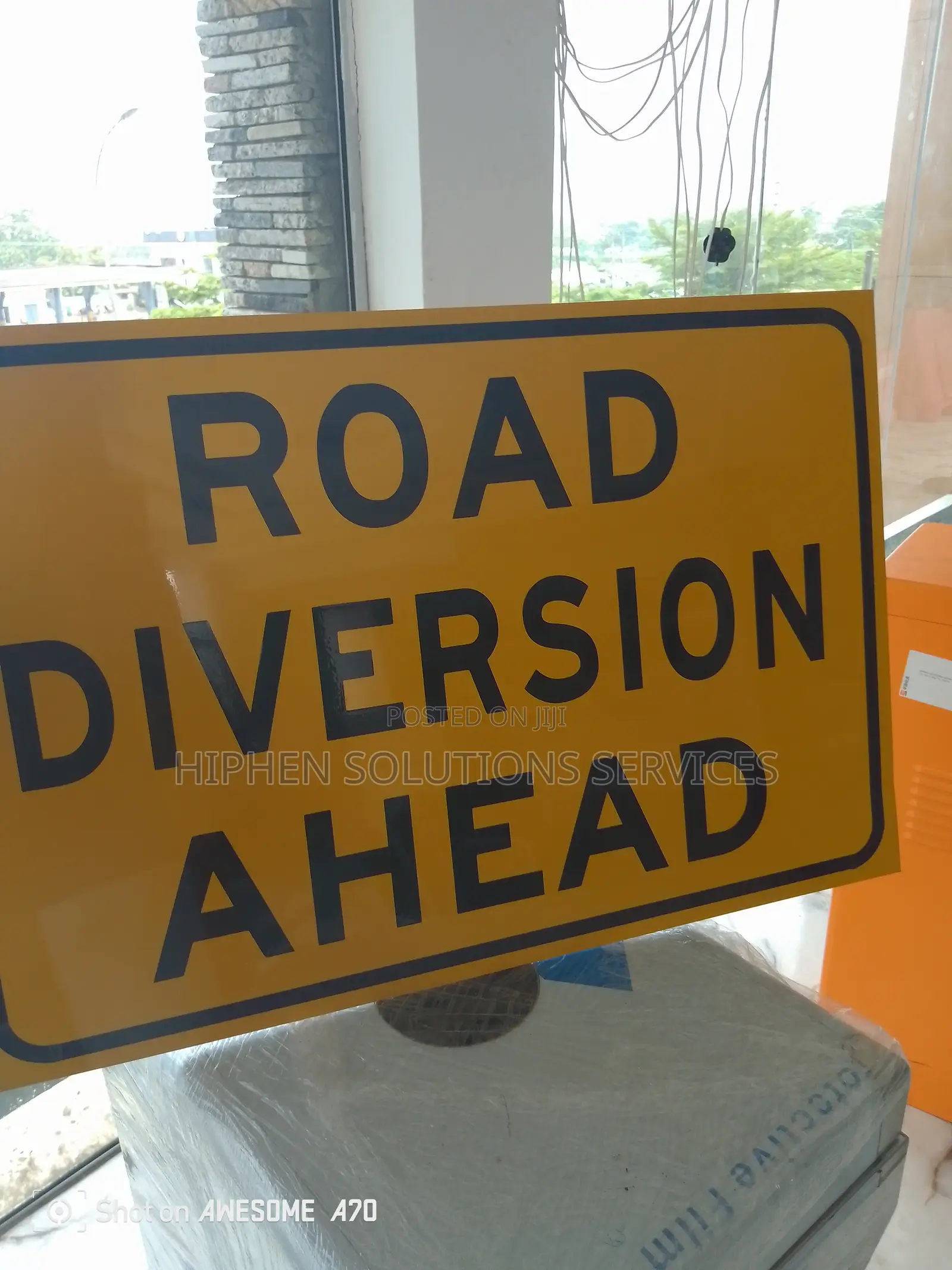 Road Traffic Safety Street Works Sign Yellow