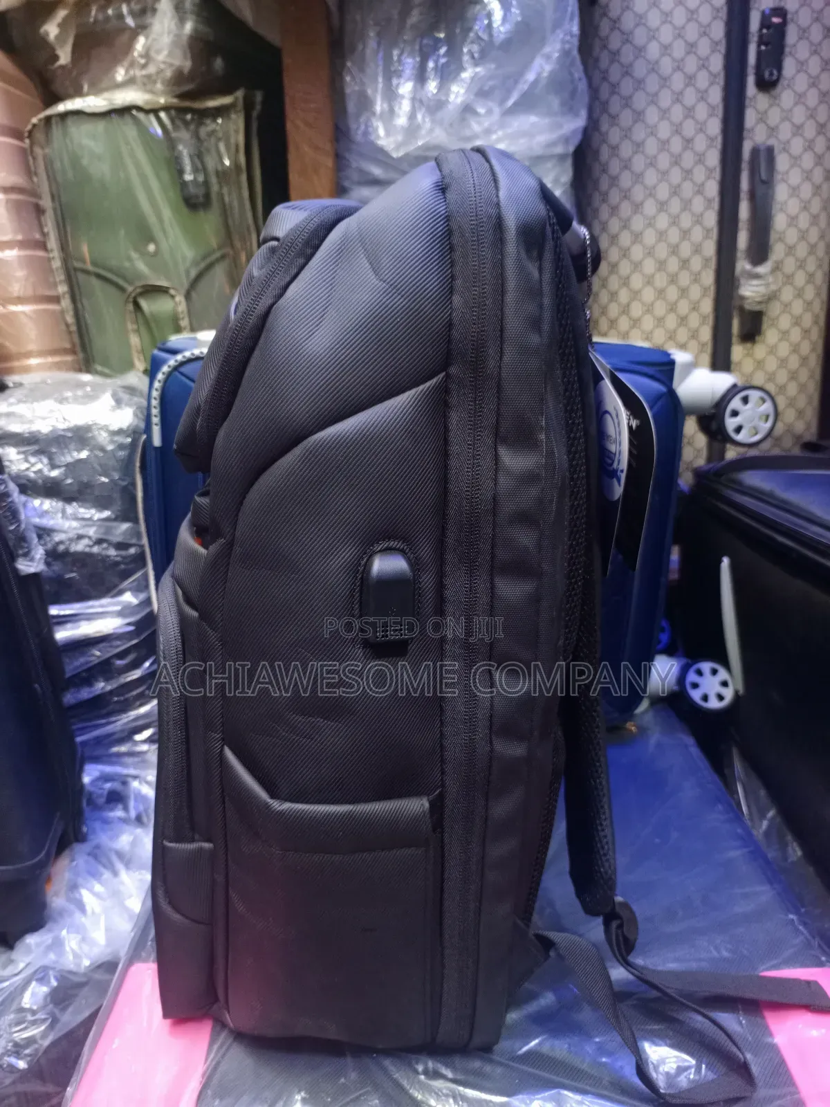 Genuine Leather Backpack With Lock and USB Port