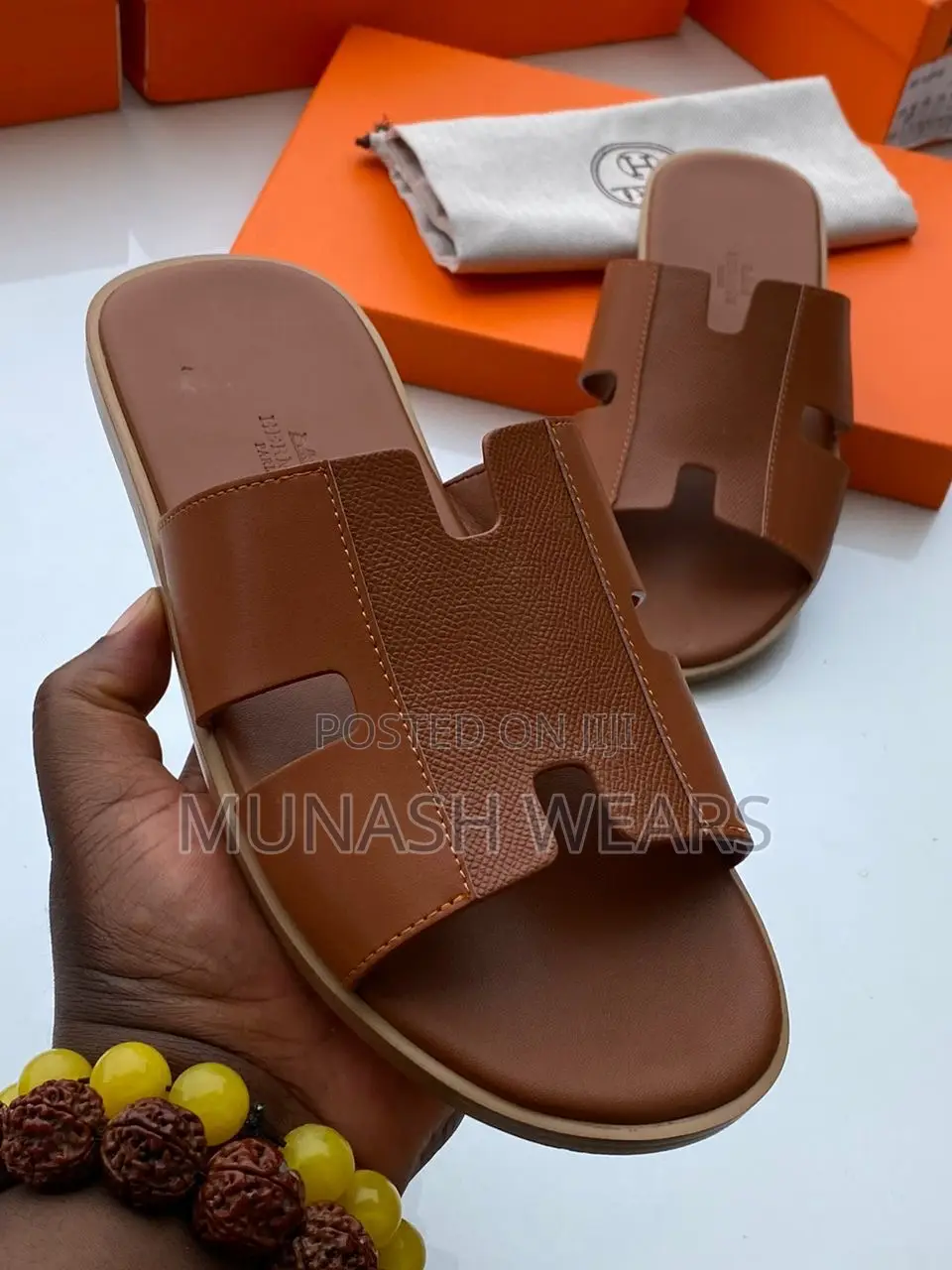 Original Leather Hermes Slipers