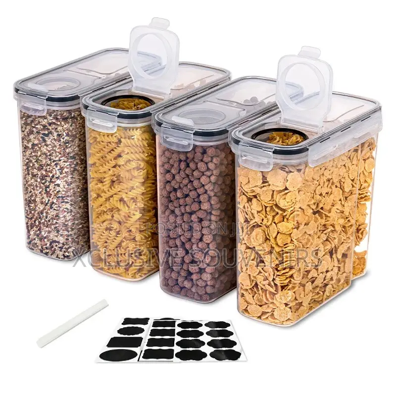 Set of 4 Airtight Cereal Containers With Pen Stickers