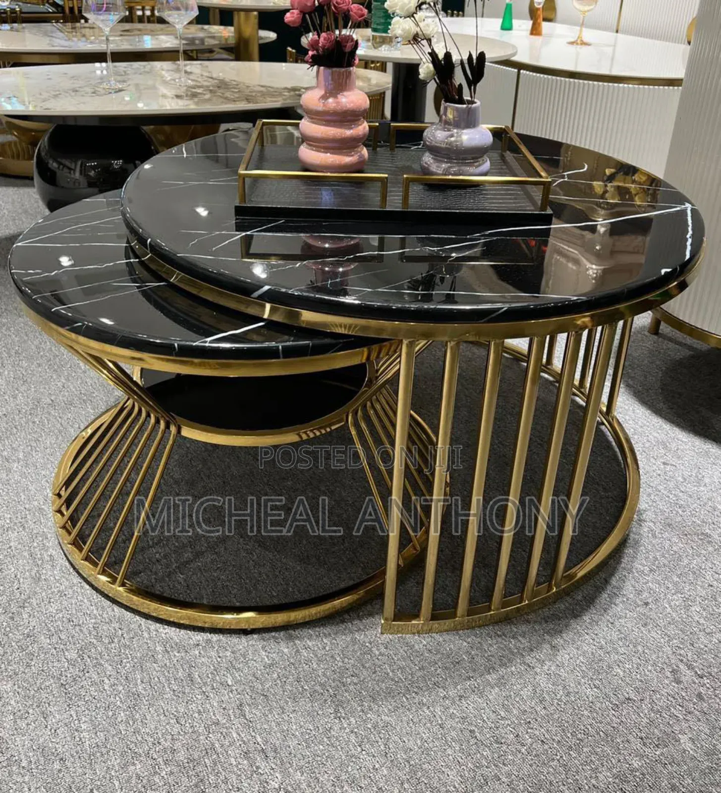 Two in One Center Table With Marble Top