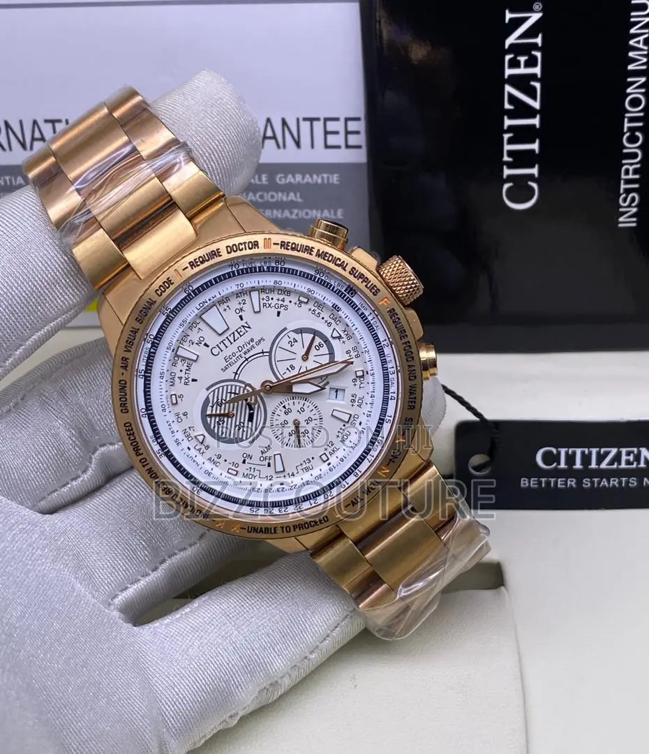 Original Citizen Eco-Drive Satellite Wave Gold Chain Watch