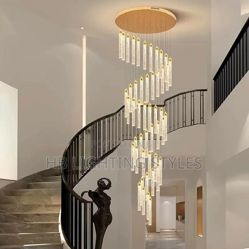 Modern Home Decoration Crystal Chandelier Stair Pendant Lamp