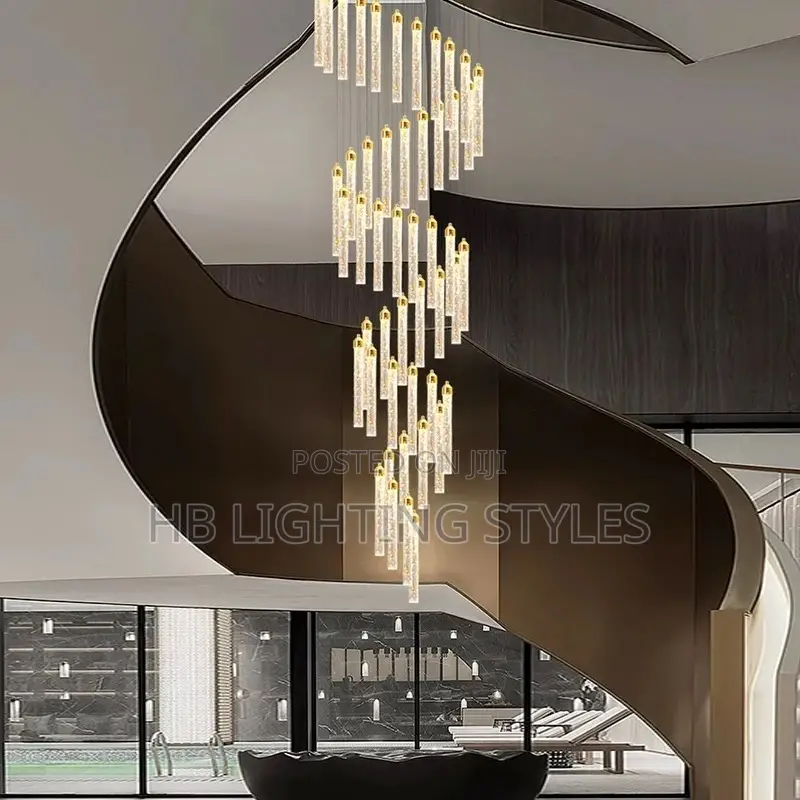 Modern Home Decoration Crystal Chandelier Stair Pendant Lamp