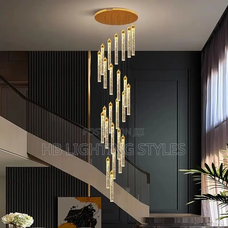 Modern Home Decoration Crystal Chandelier Stair Pendant Lamp
