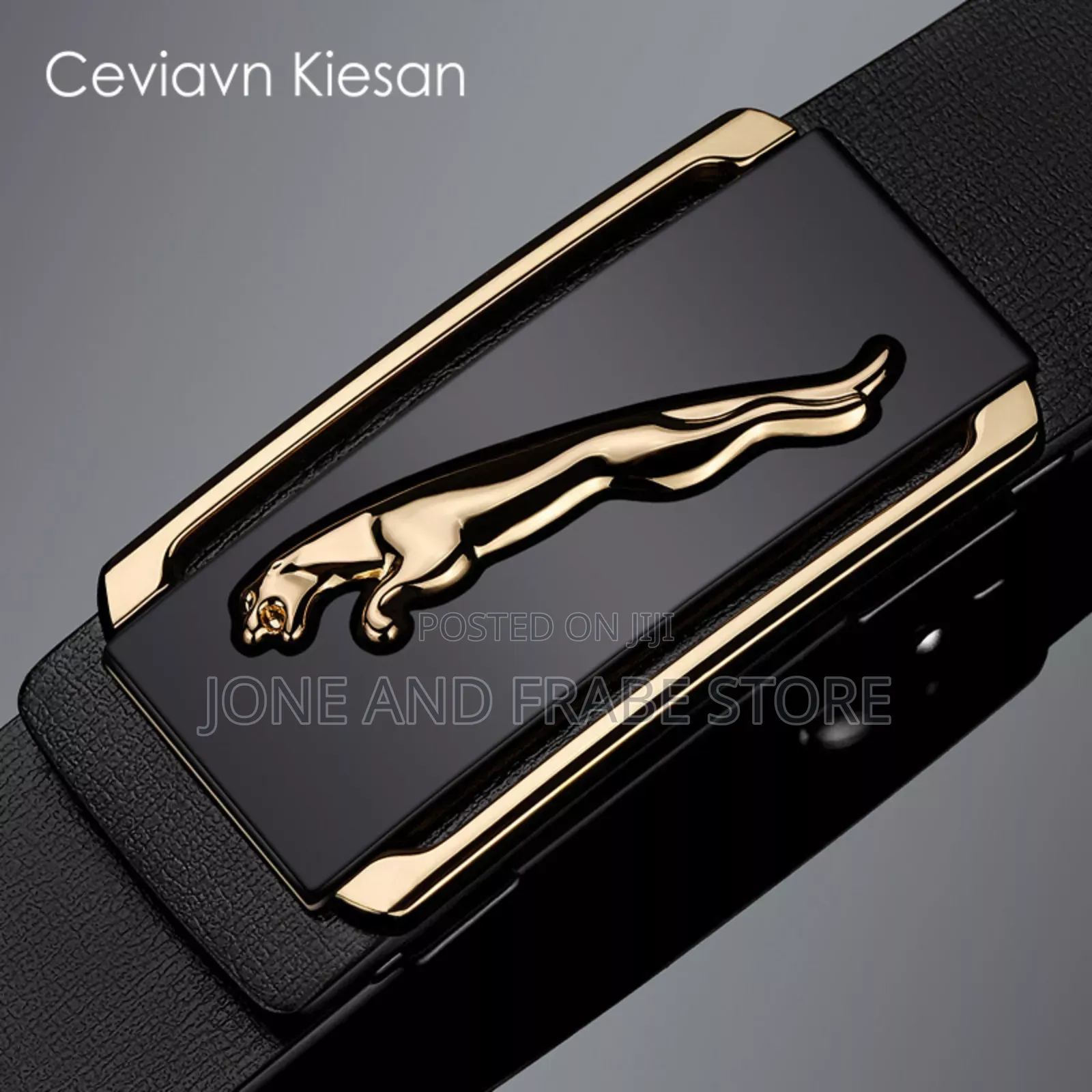 Genuine Men Leather Toothless Automatic Buckle Belt