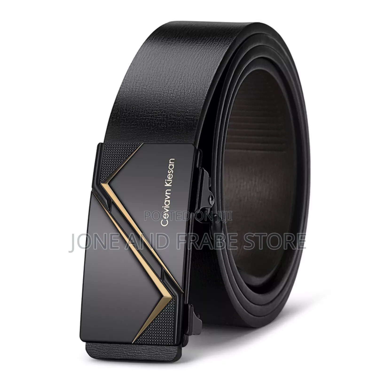 Genuine Men Leather Toothless Automatic Buckle Belt