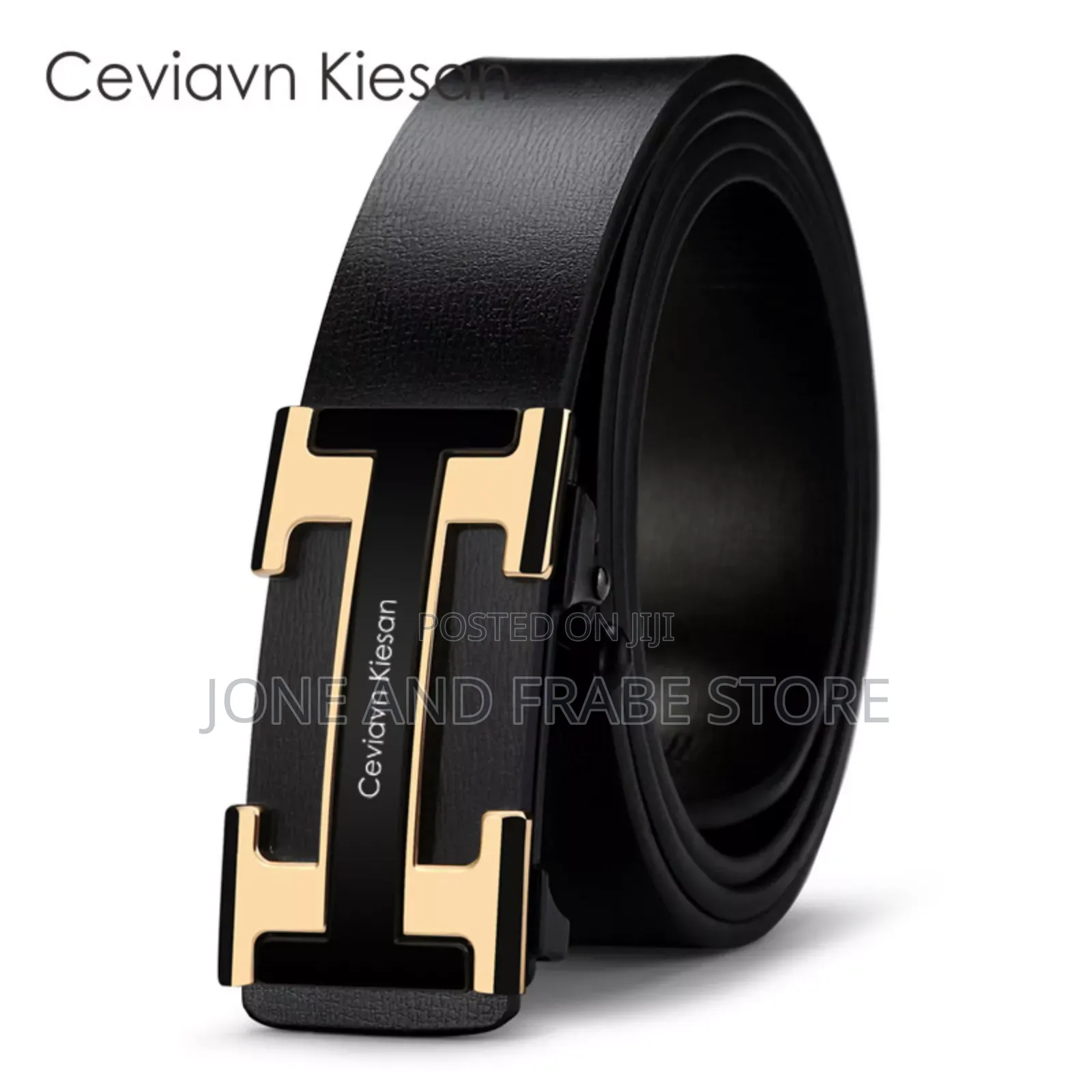 Genuine Men Leather Toothless Automatic Buckle Belt