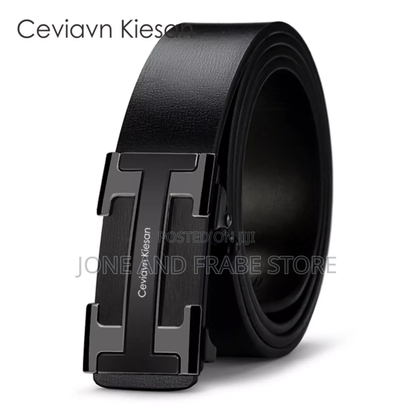 Genuine Men Leather Toothless Automatic Buckle Belt