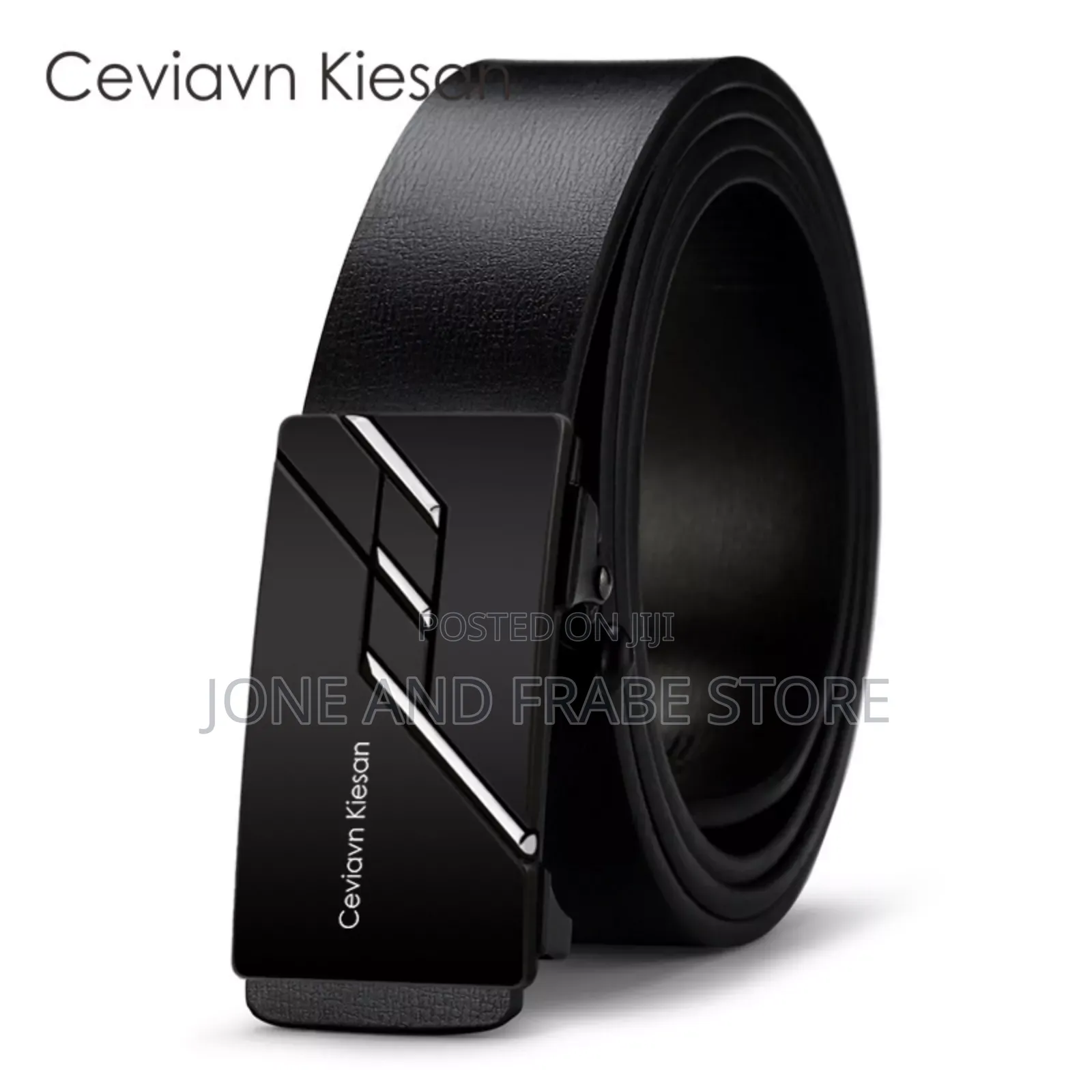 Genuine Men Leather Toothless Automatic Buckle Belt