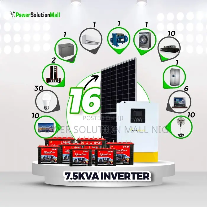 7.5KVA Inverter 8X12V 220AH Battery Off-Grid Installation