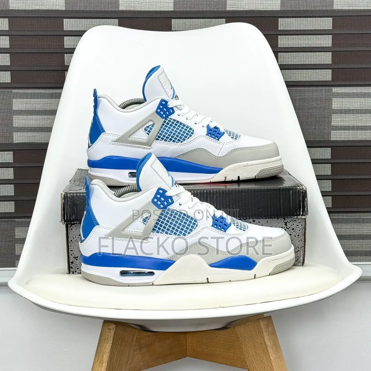Original Air Jordan 4 Retro Military Blue Sneakers