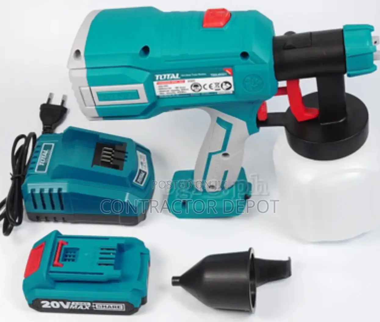Cordless Spray Gun Set 20V Lithium-Ion Battery and Charger