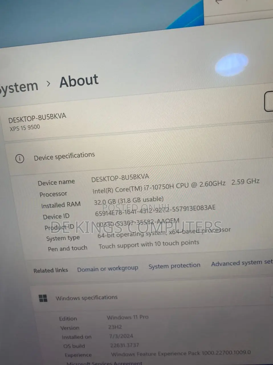 Laptop Dell XPS 15 32GB Intel Core I7 SSD 512GB
