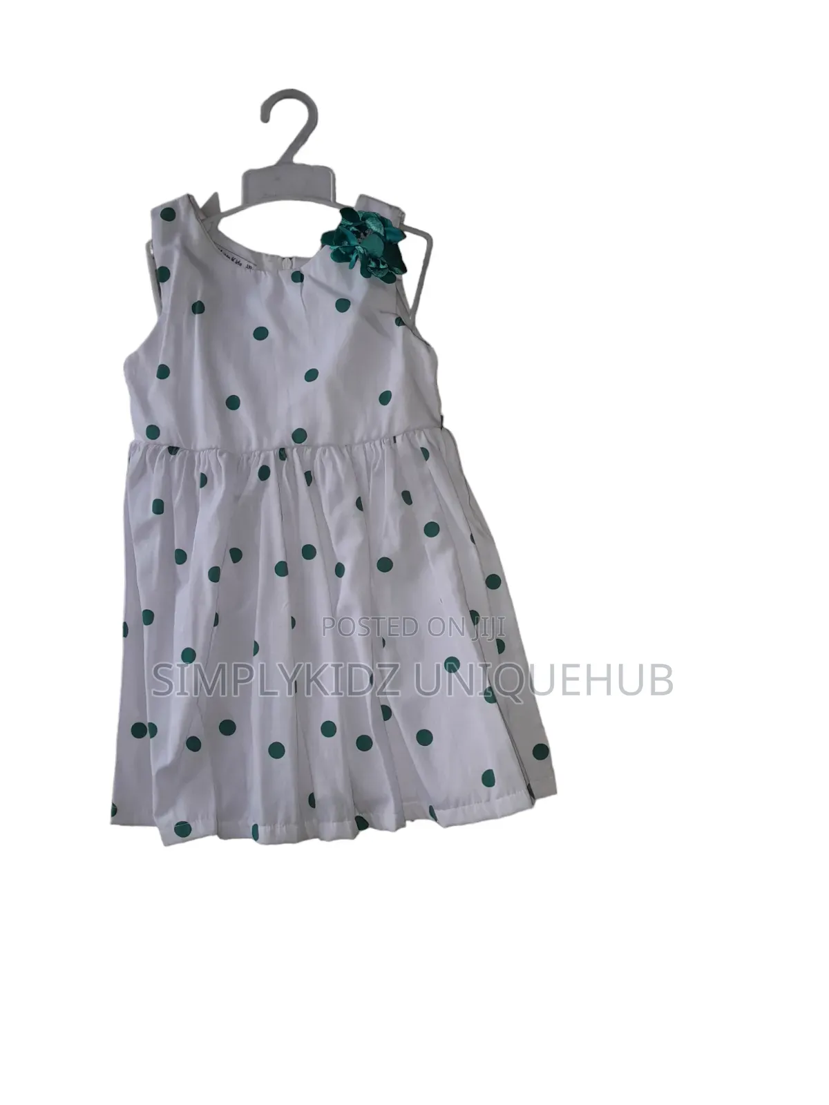 Girls Green Polka Dot Dress With Hat