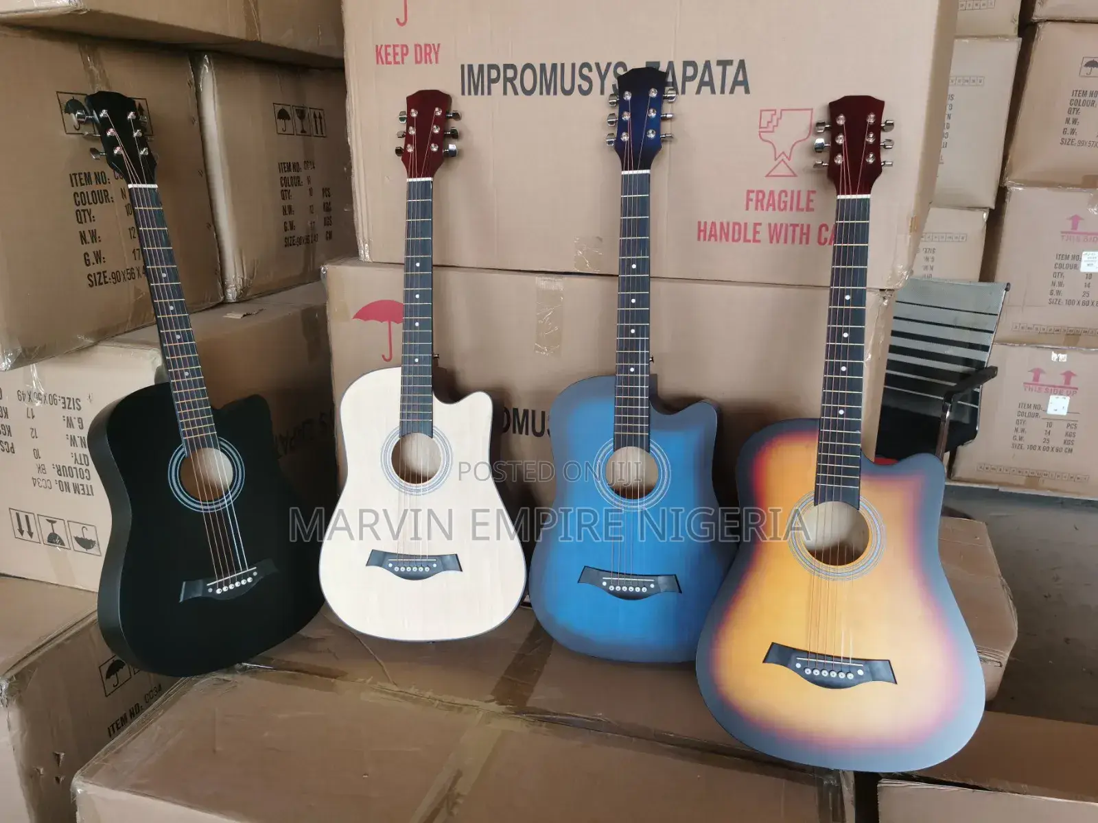 38 Size Box Guitar Neutral Color With Free Bag and Strap