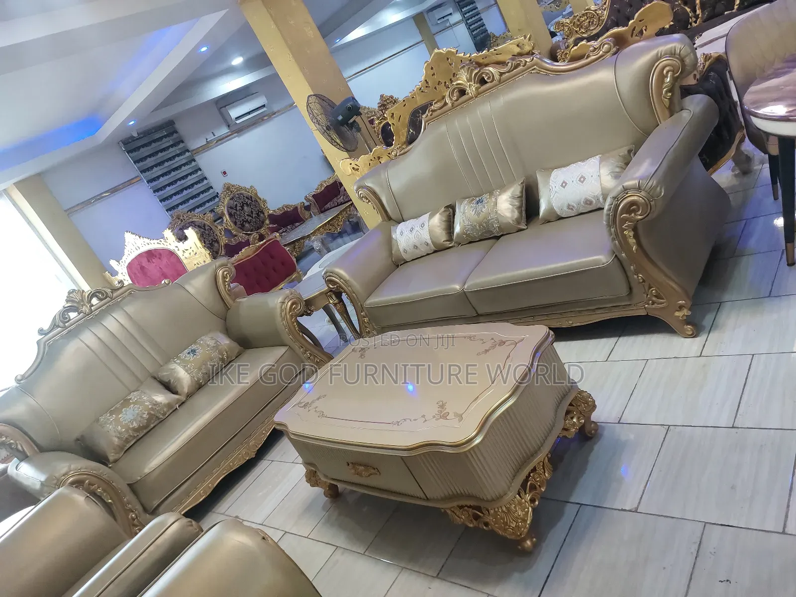 Complete Set of High Quality Turkish Royal Leather Sofa Chai