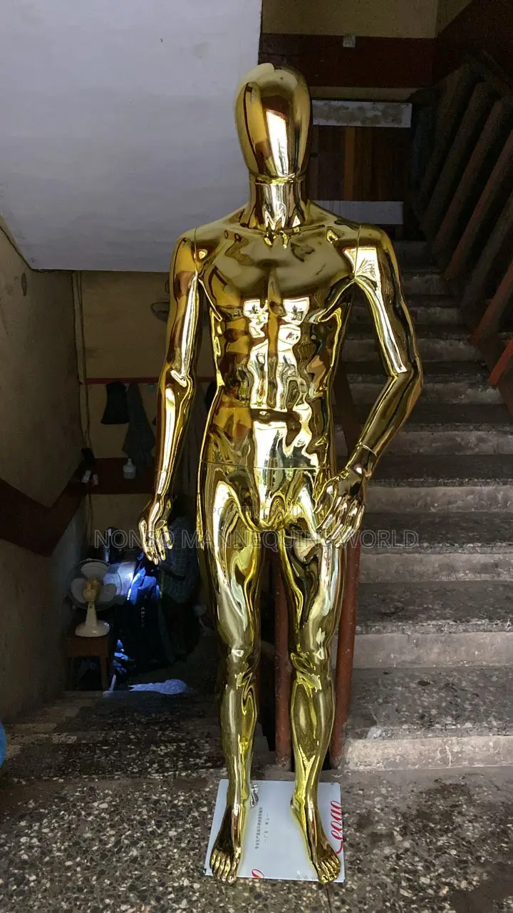 Faceless Male Gold Chrome Normal Size Mannequin