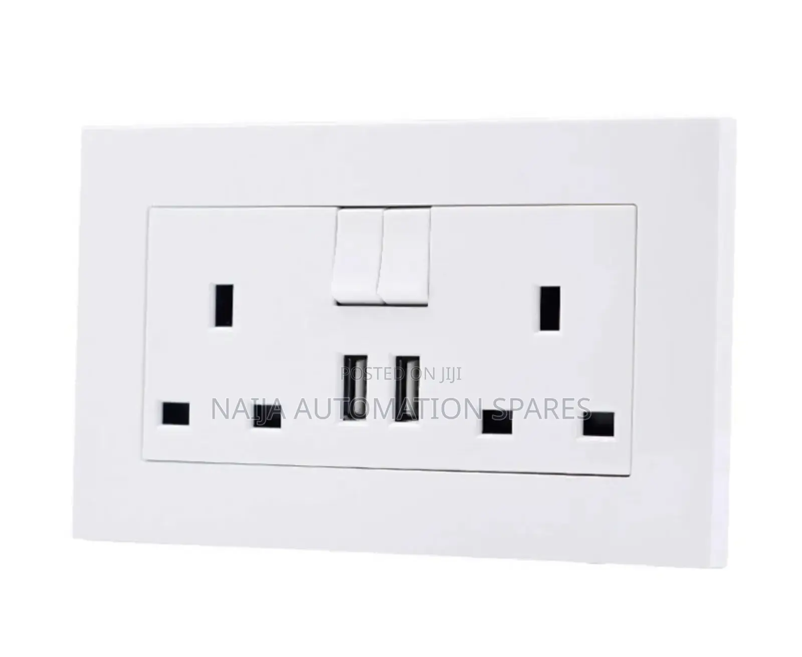13amps UK Double Power Socket + 2 USB Charging Port