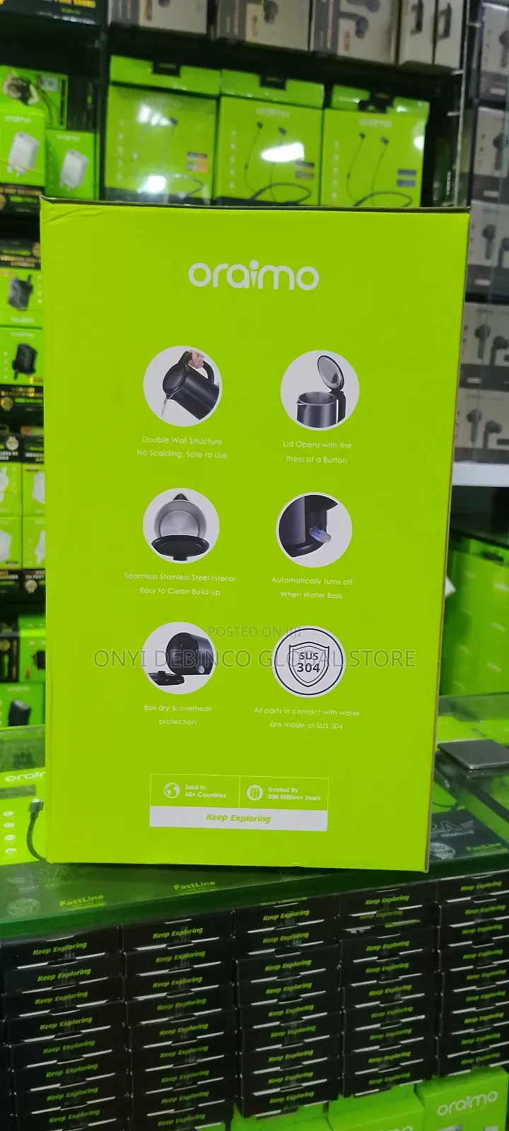 Oraimo High Quality 1.7L Big Capacity Stainless Smart Kettle