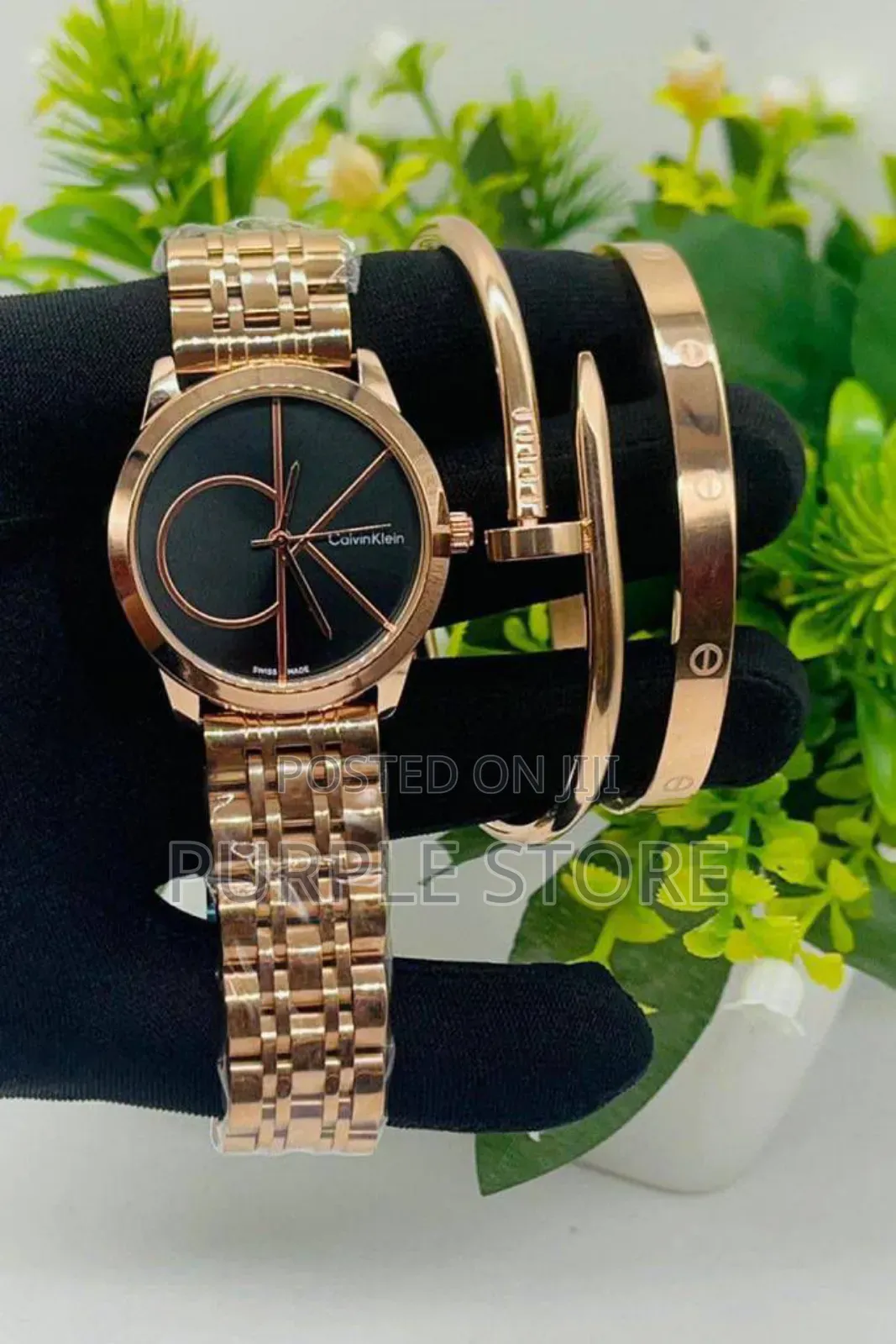 Calvin Klein Ck Female Watch and Bracelets Set Gold and Rosegold