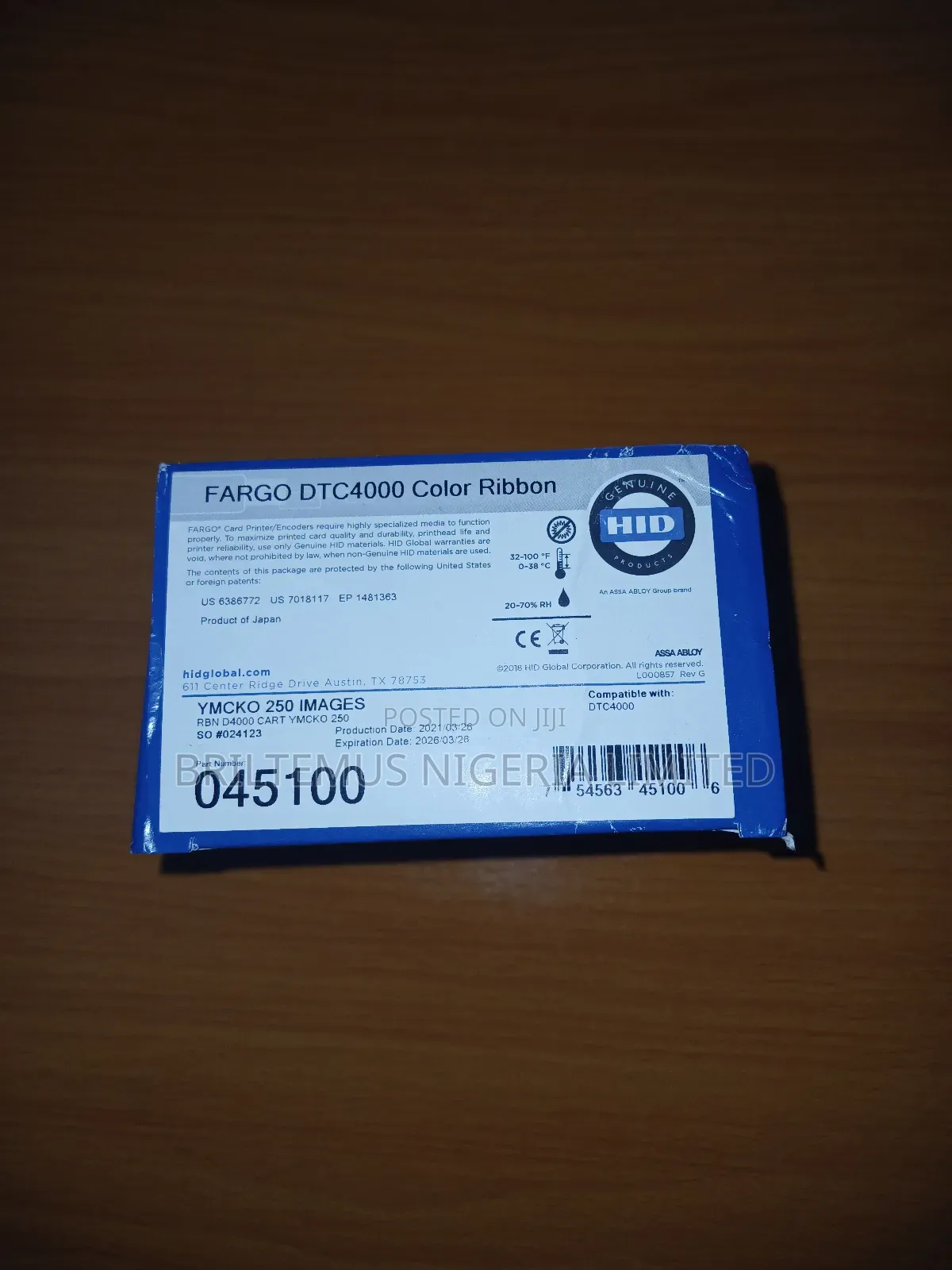 Fargo DTC4000 Color Ribbon PN: 045100 YMCKO 250IMAGES