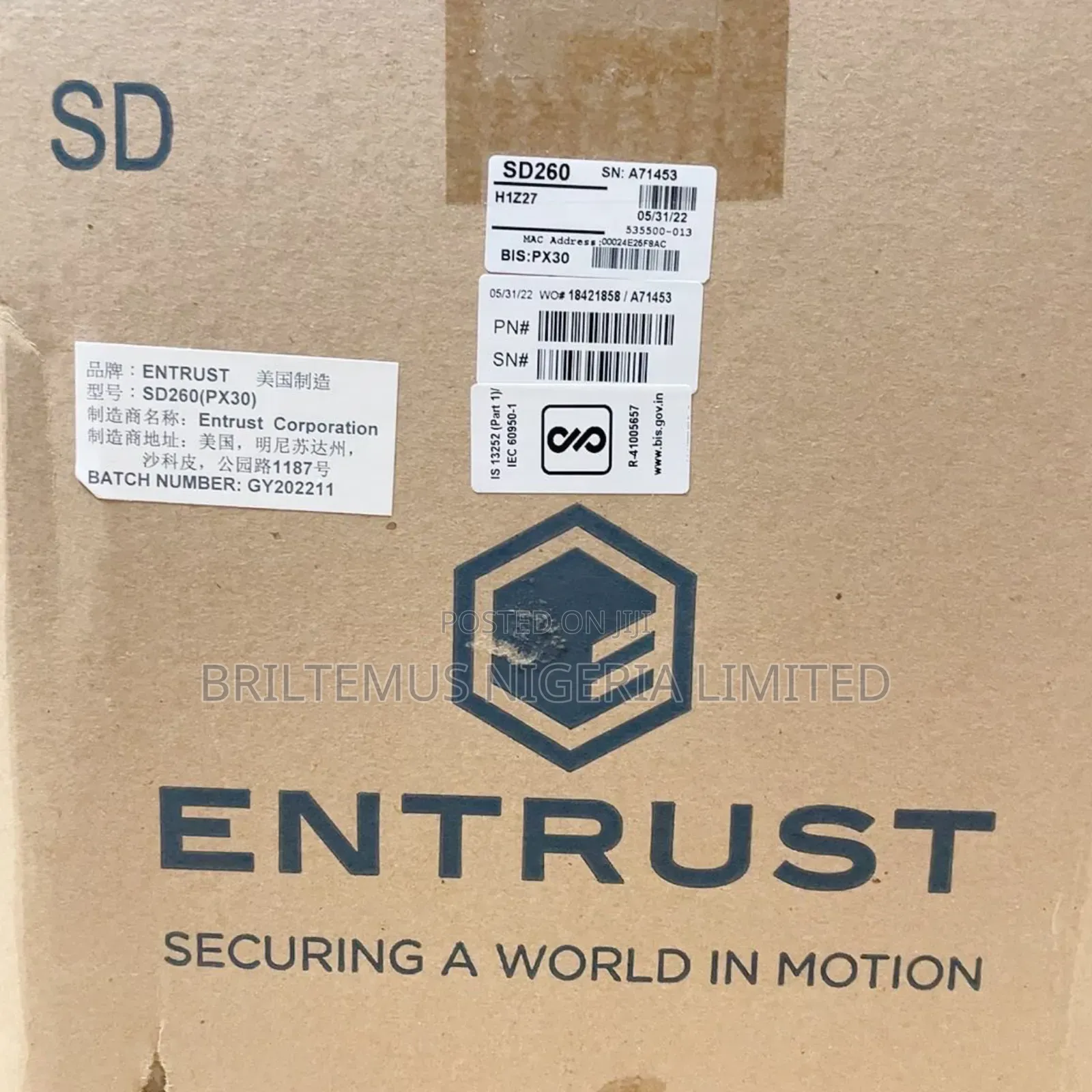 Brand New Entrust SD260 Single Sided Plastic Id Card Printer
