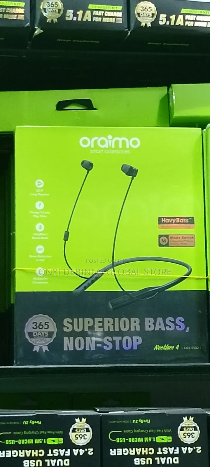 Oraimo Superior 50hrs Super Bass Necklace4 Neckband Earphone