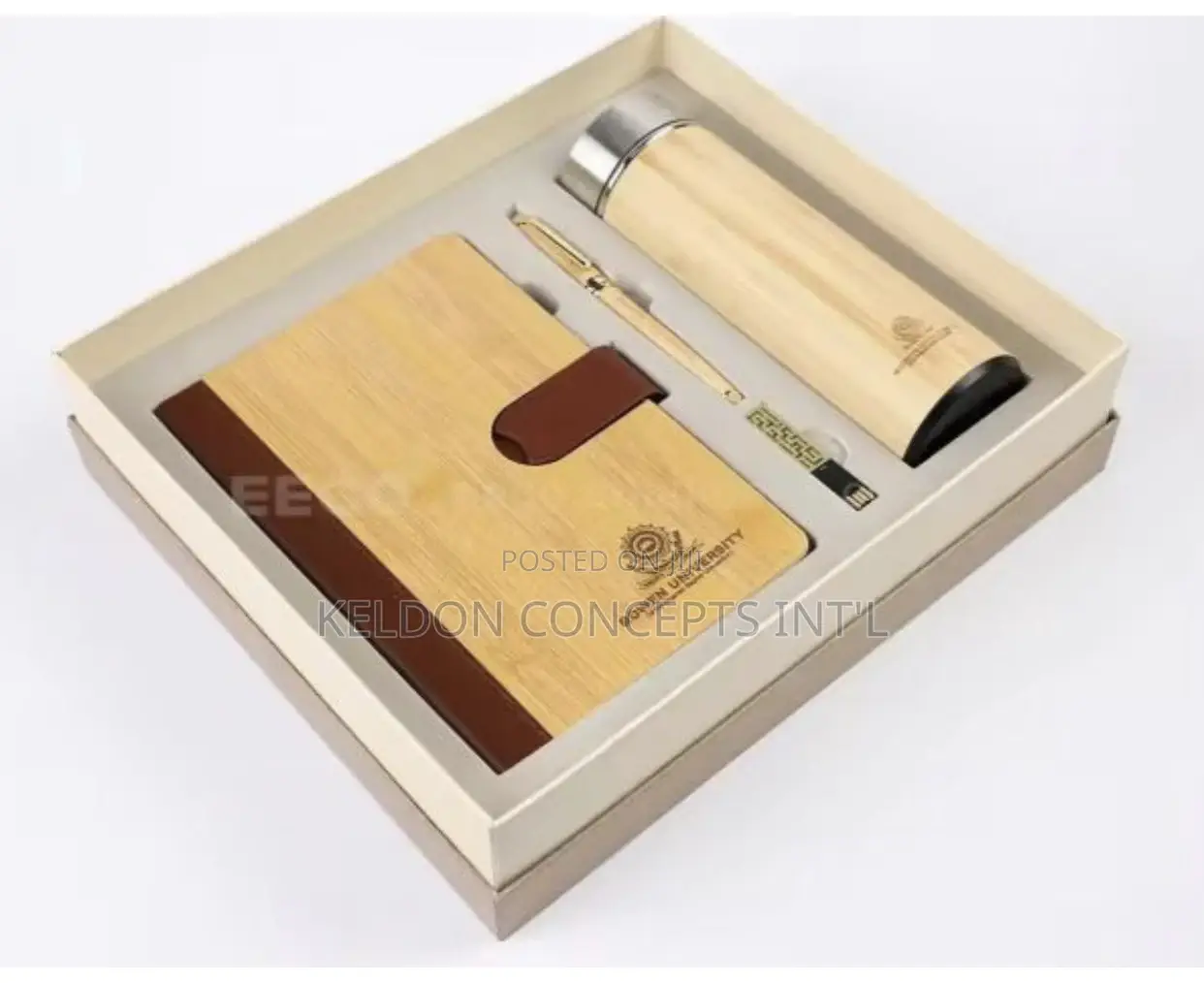 4 in 1 Wooden Premium Gift Set With Bag Moq:50pcs
