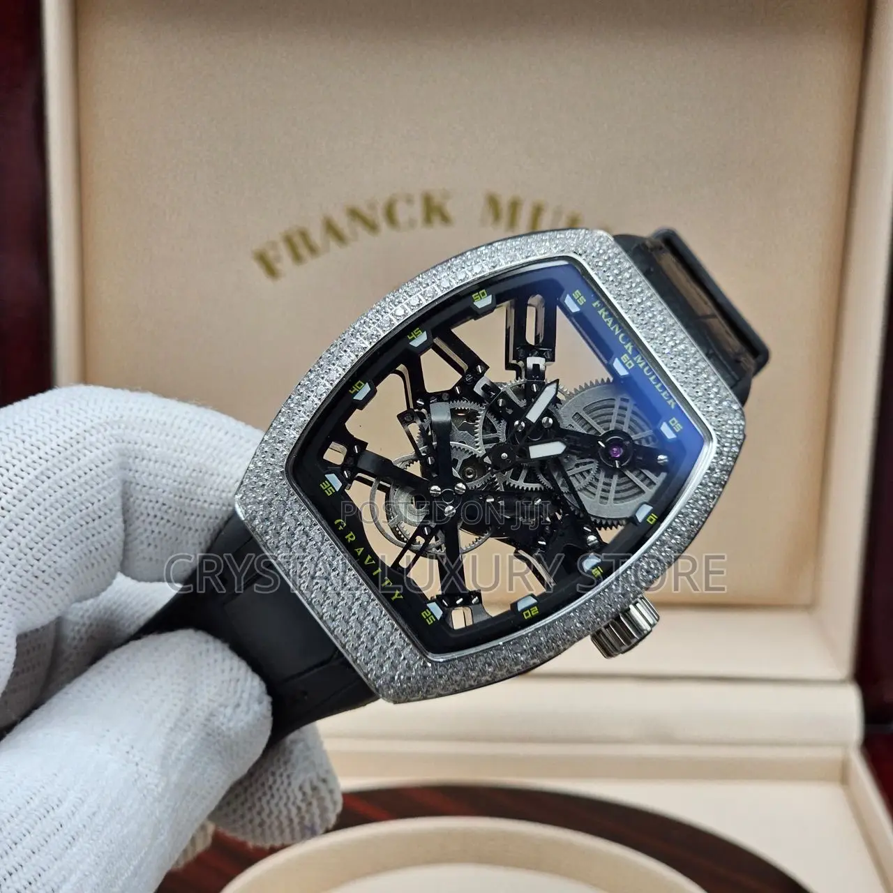 Franck Muller Quality Luxury Leather/Rubber Strap Wristwatch