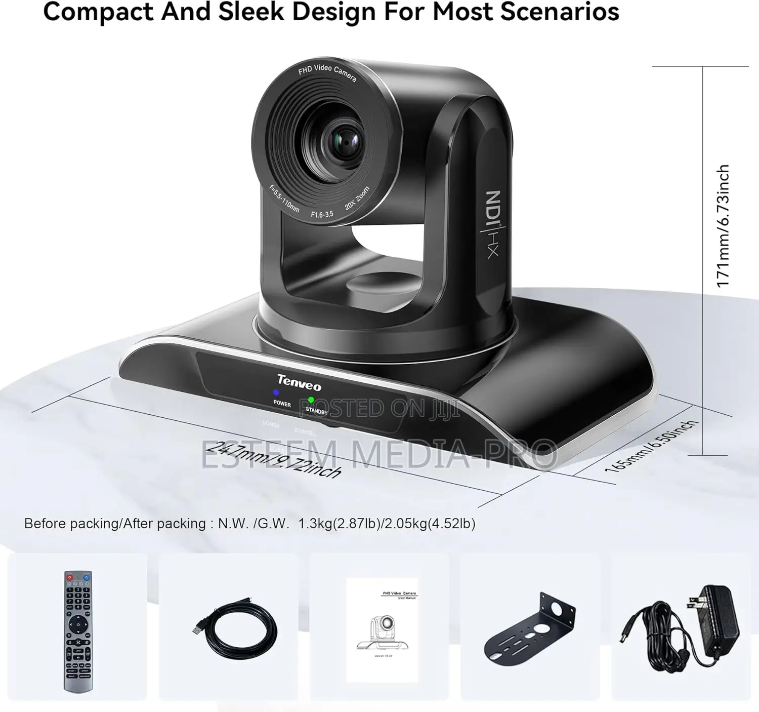 Tenveo Ai-Powered 20x PTZ Ndi|Hx PTZ Camera