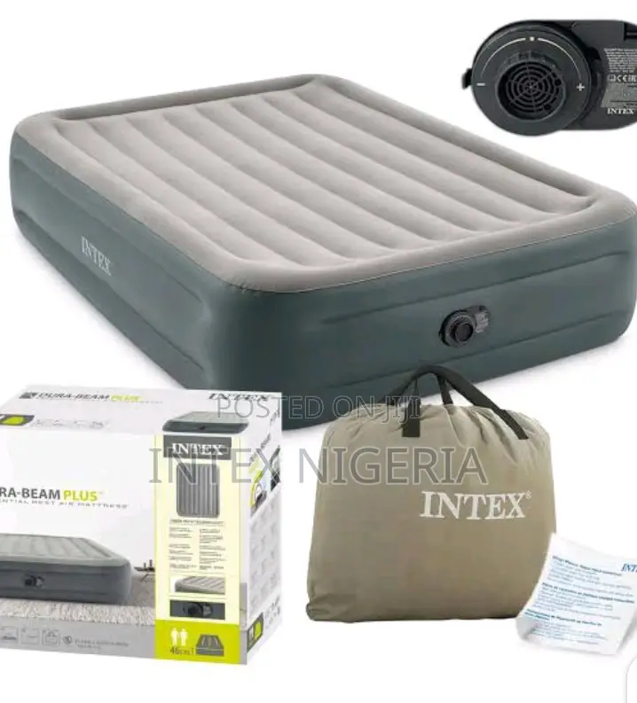Inflatable 5 by 6 Dura-Beam Plus Airbed With Internal Pump