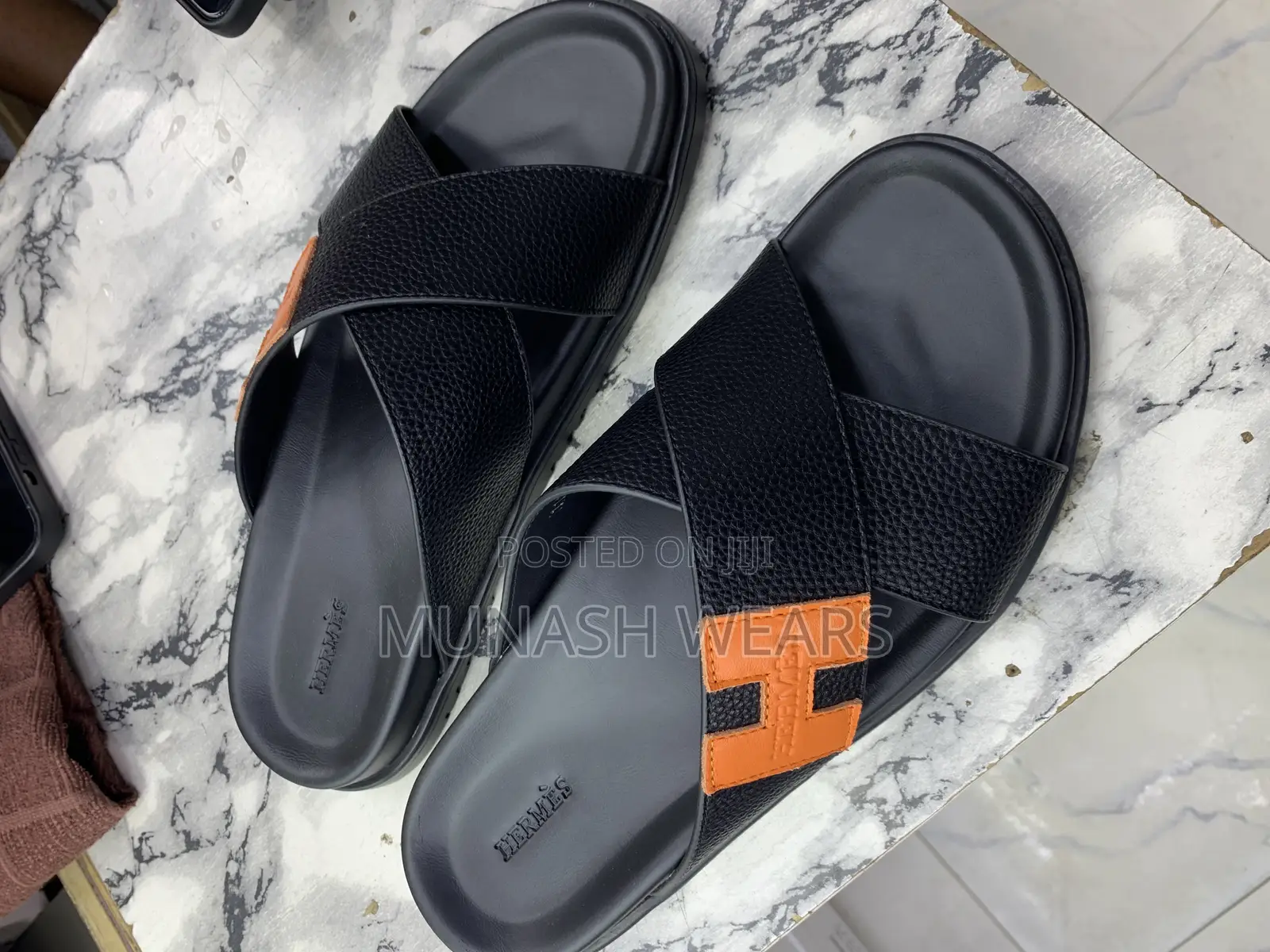 Original Leather Hermes Signature Slipers