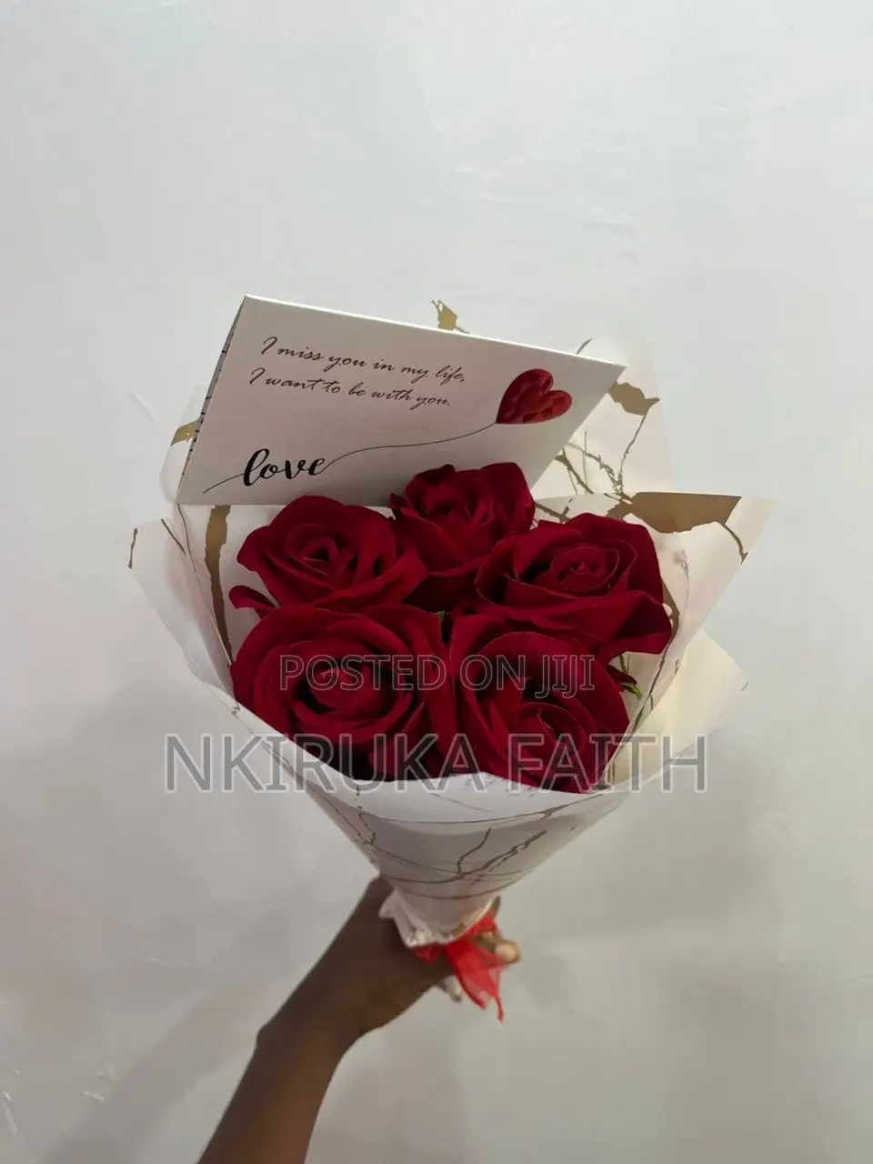 Rose Flower Bouquet With Notecard