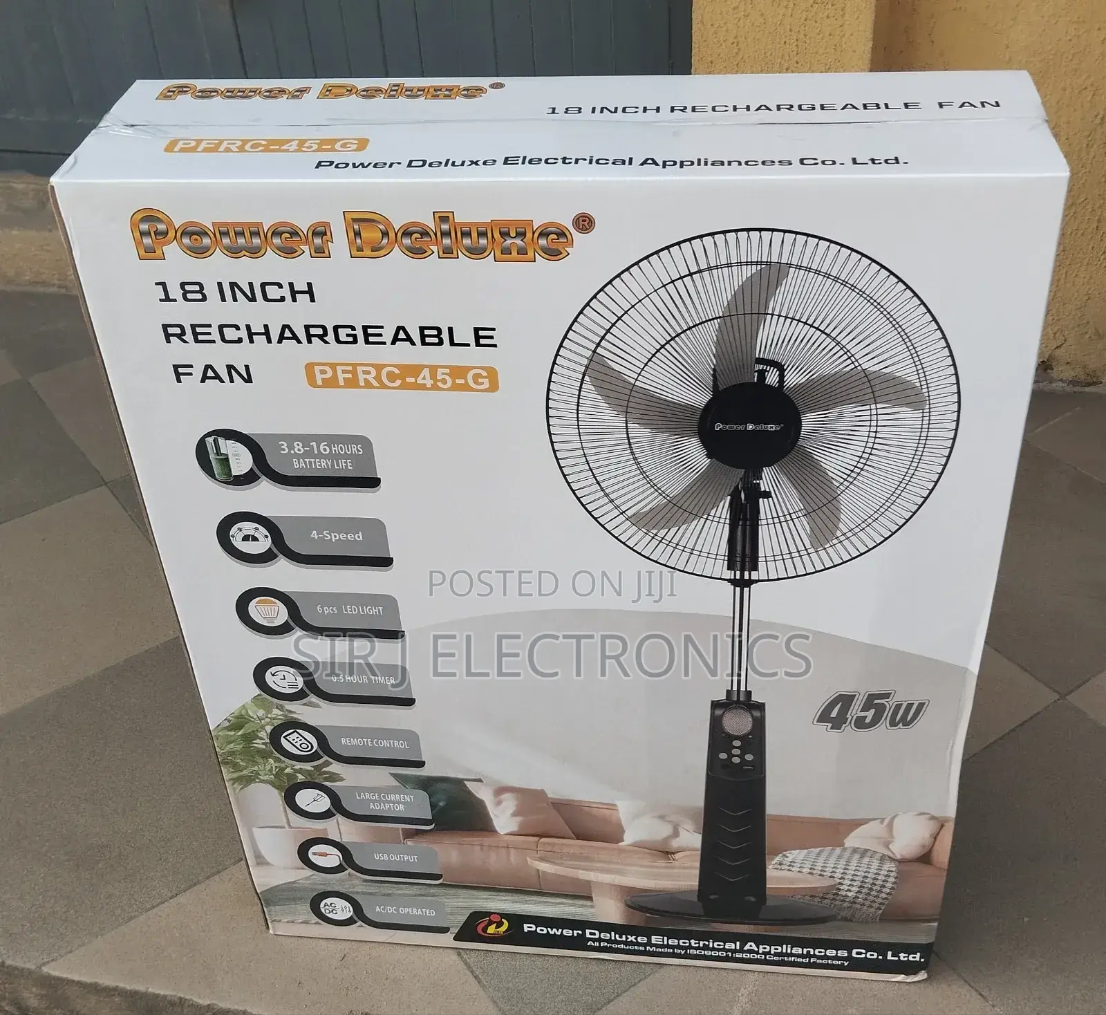 Original 18" Power Deluxe Rechargeable Standing Fan(New One)