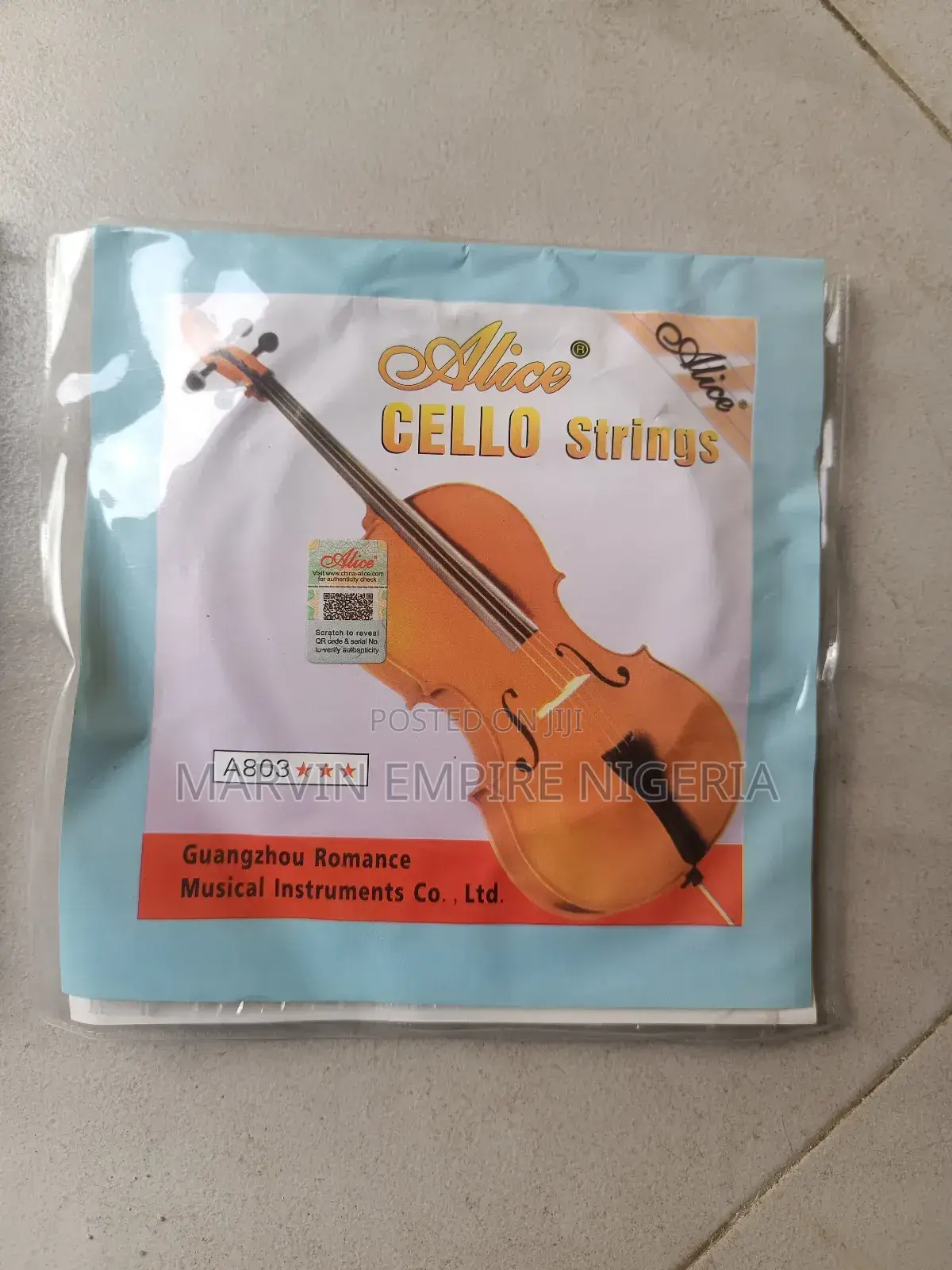 A803 Cello Strings Full Set (A-D-G-C)Steel Core Nickel Alice